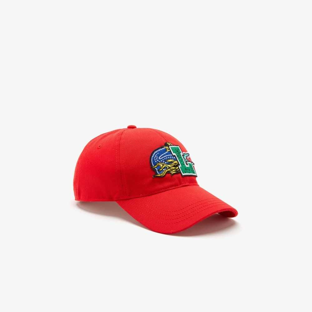 Red Lacoste Contrast Badge Cap | APWKZV-824