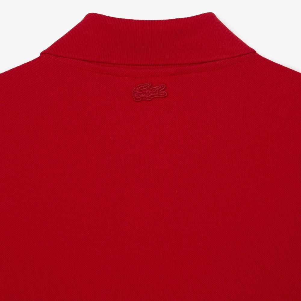 Red Lacoste Contrast Placket And Crocodile Badge Polo | WNXRJF-509