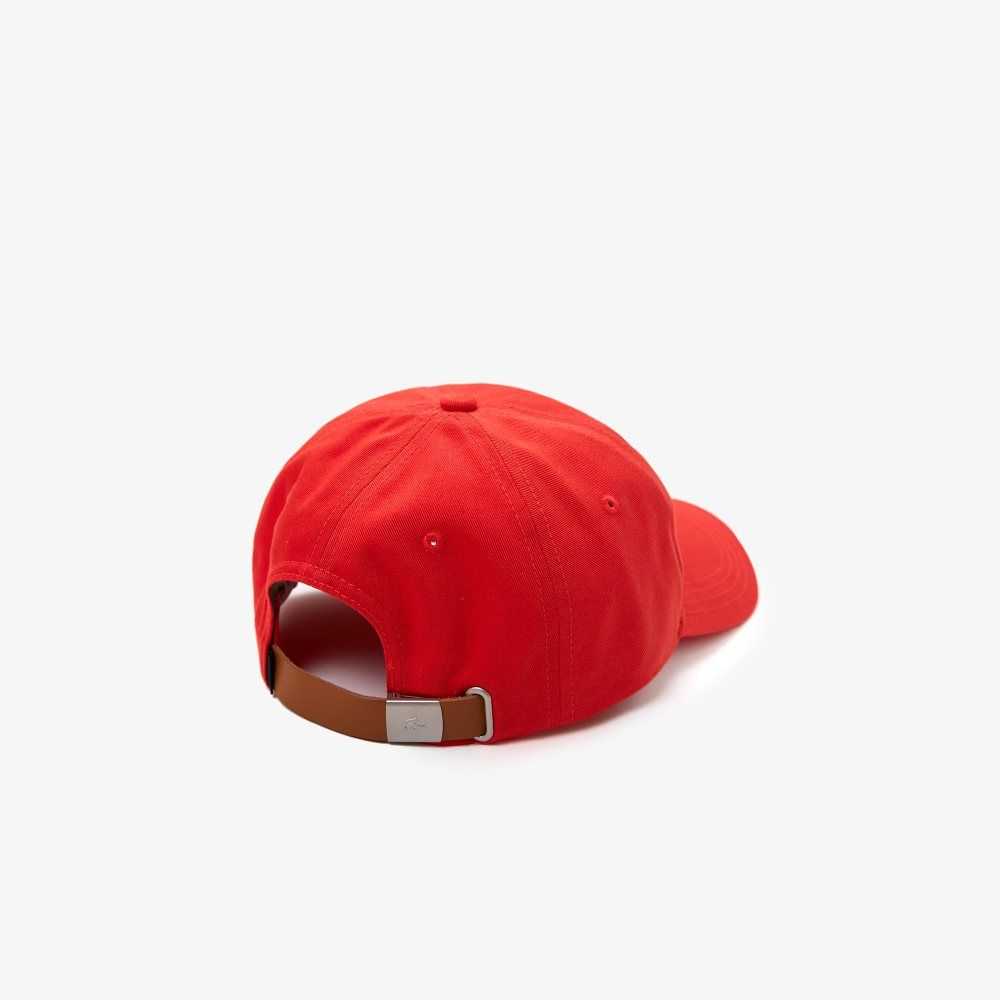 Red Lacoste Contrast Strap And Oversized Crocodile Cotton Cap | JPQBDZ-523