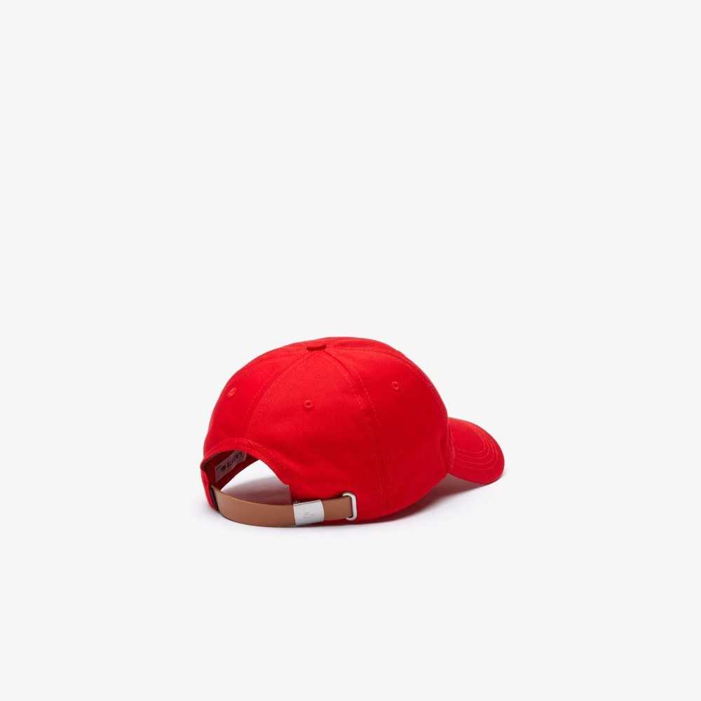 Red Lacoste Contrast Strap And Oversized Crocodile Cotton Cap | NDBOYS-260