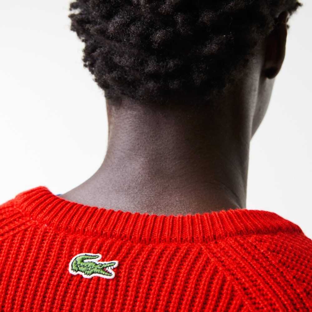 Red Lacoste Crocodile Sweater | EIUPGR-475