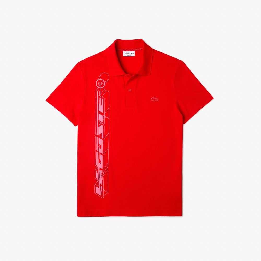 Red Lacoste Movement Signature 3D Polo | MTSZBA-936