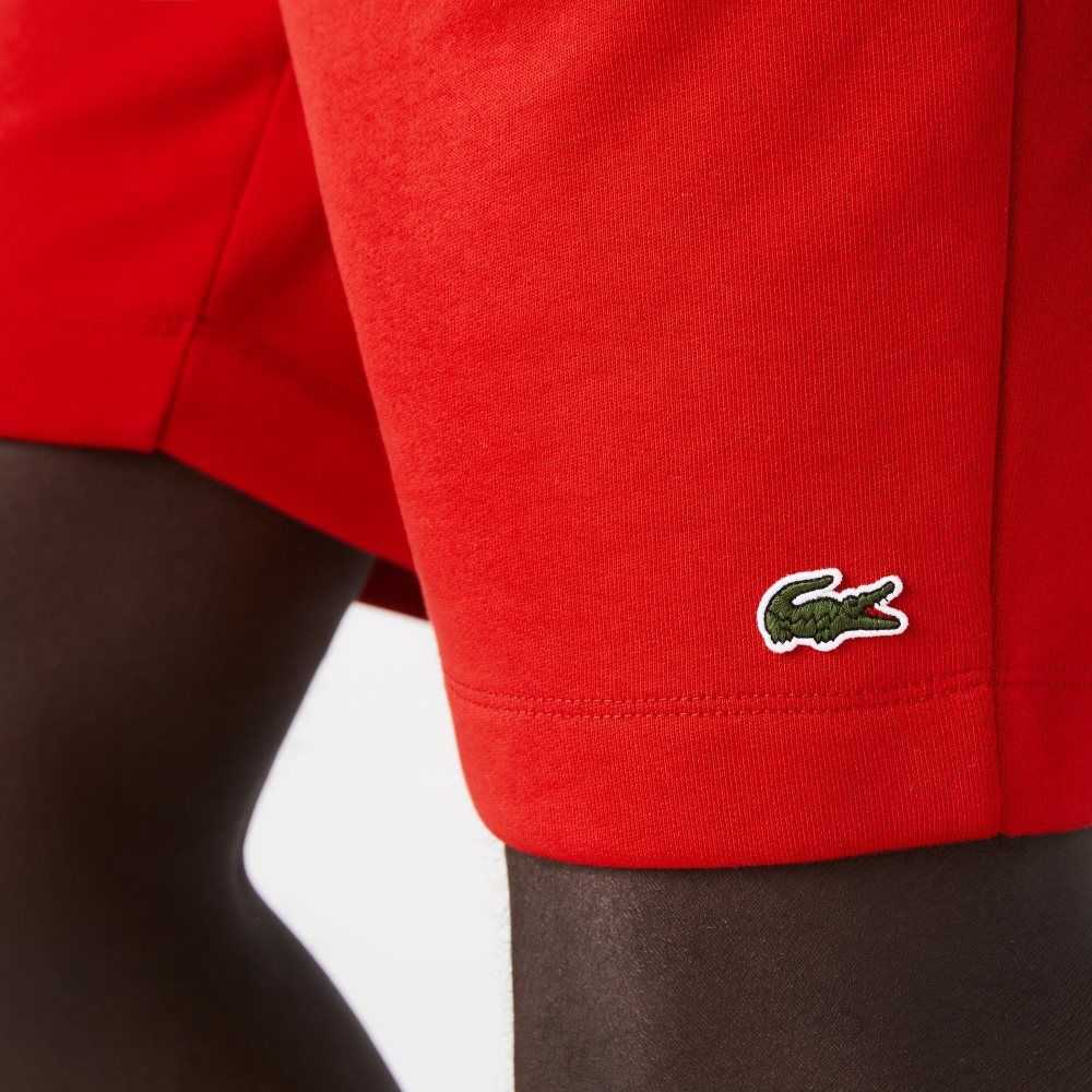 Red Lacoste Organic Brushed Cotton Fleece Shorts | JLUMYZ-473