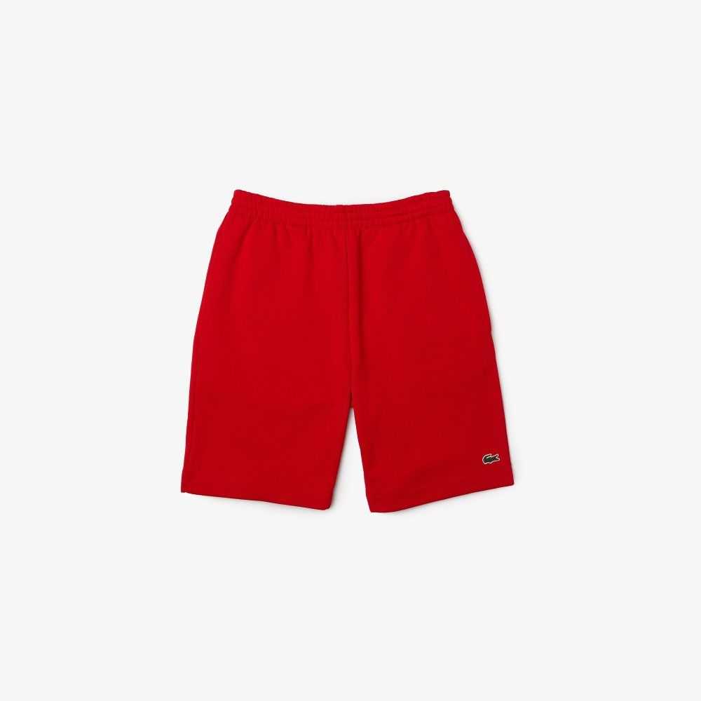 Red Lacoste Organic Brushed Cotton Fleece Shorts | JLUMYZ-473