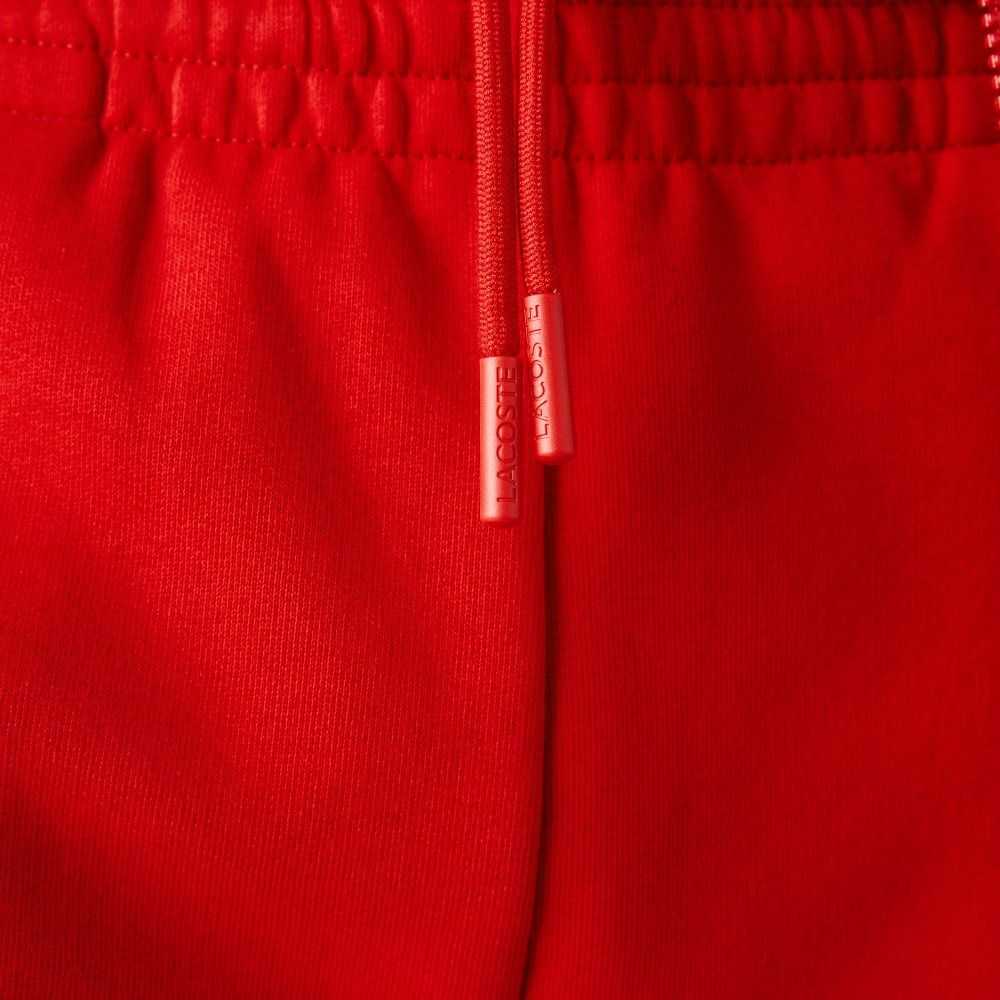 Red Lacoste Organic Brushed Cotton Fleece Shorts | JLUMYZ-473