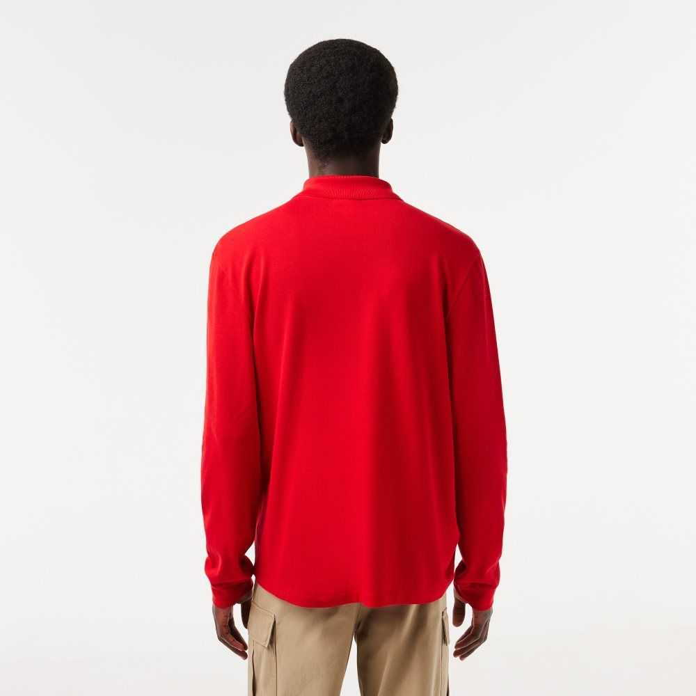 Red Lacoste Original L.12.12 Long Sleeve Cotton Polo | ICLTOA-612