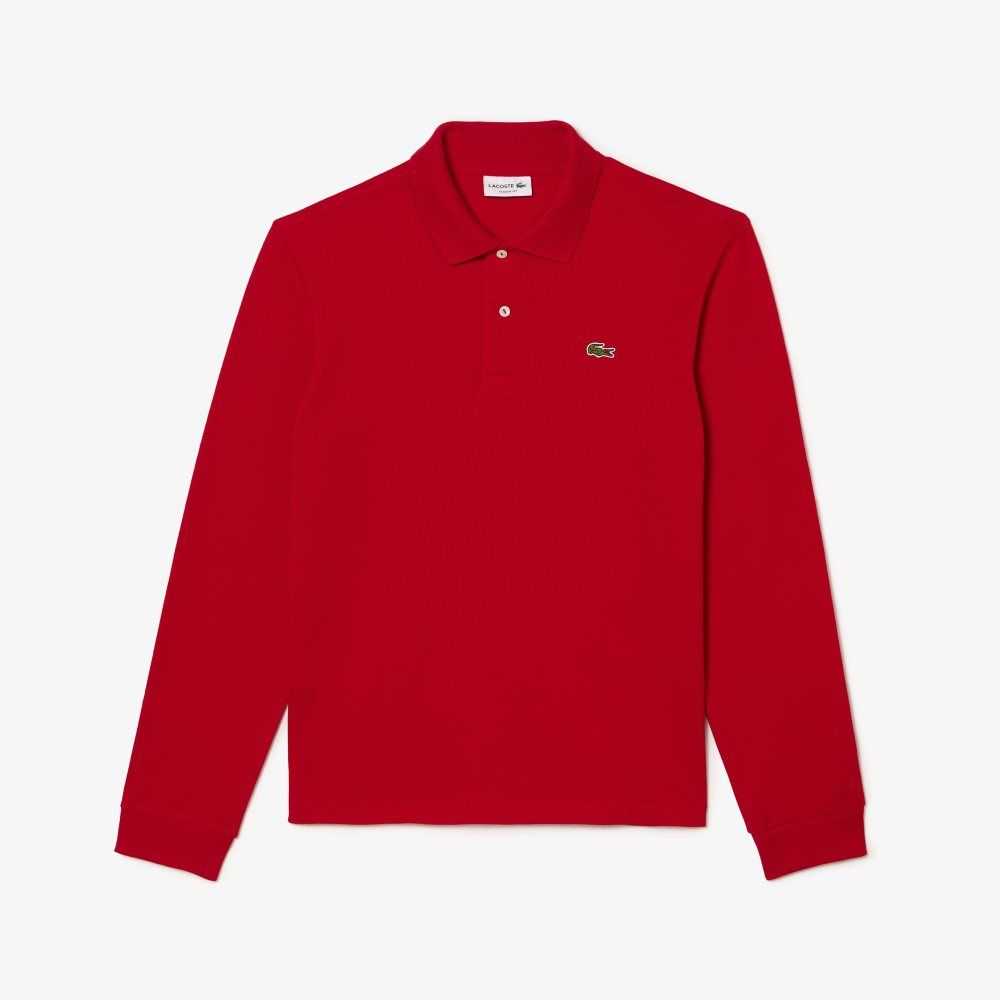 Red Lacoste Original L.12.12 Long Sleeve Cotton Polo | ICLTOA-612