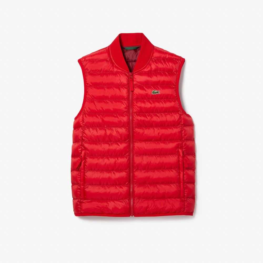 Red Lacoste Padded Water-Repellent Vest | PDZWHG-265