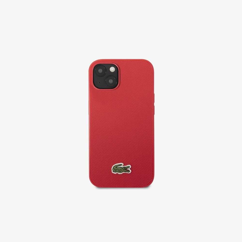 Red Lacoste Petit Pique Effect iPhone 14 Case | SPKLYB-873