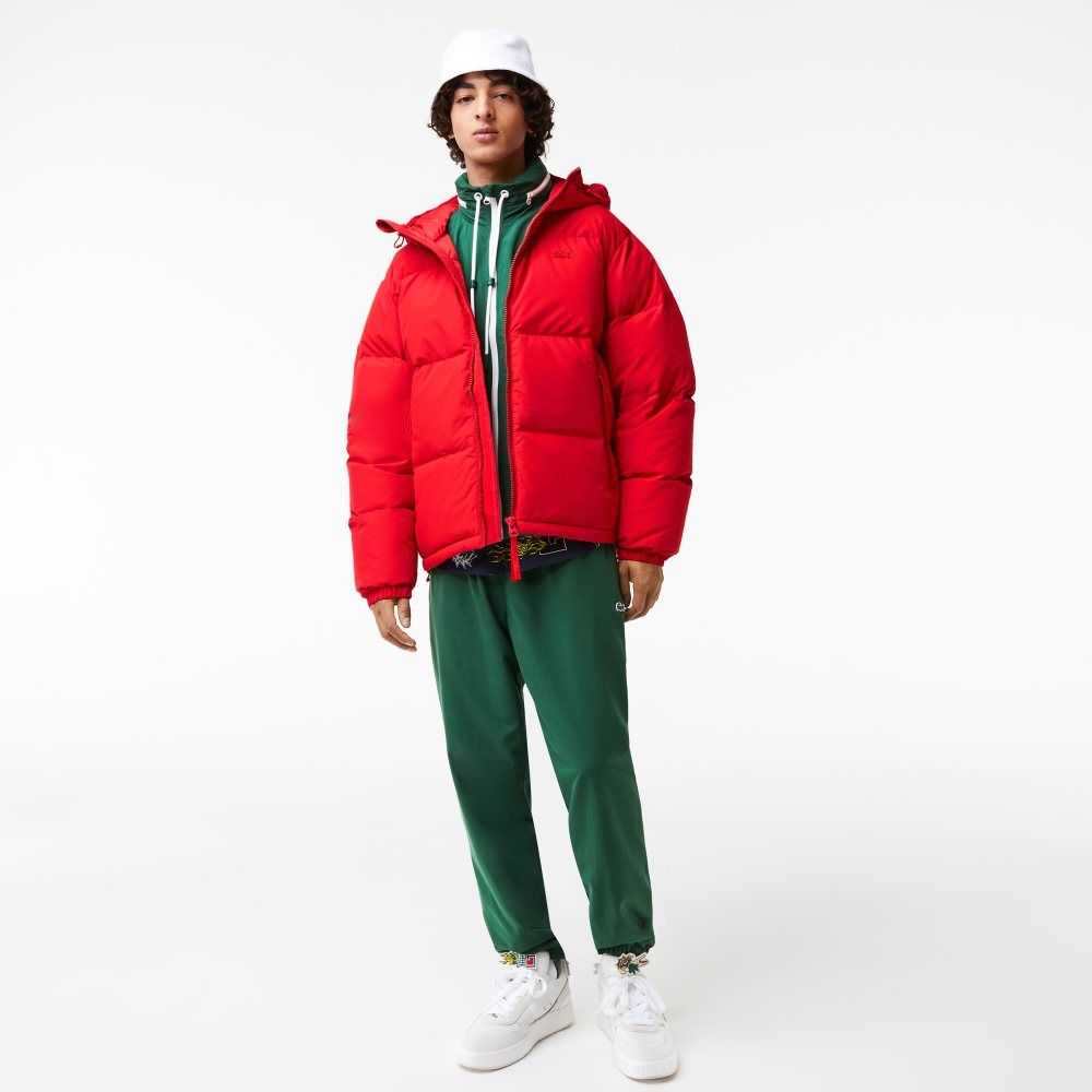 Red Lacoste Quilted Water-Repellent Jacket | MKCRFZ-908