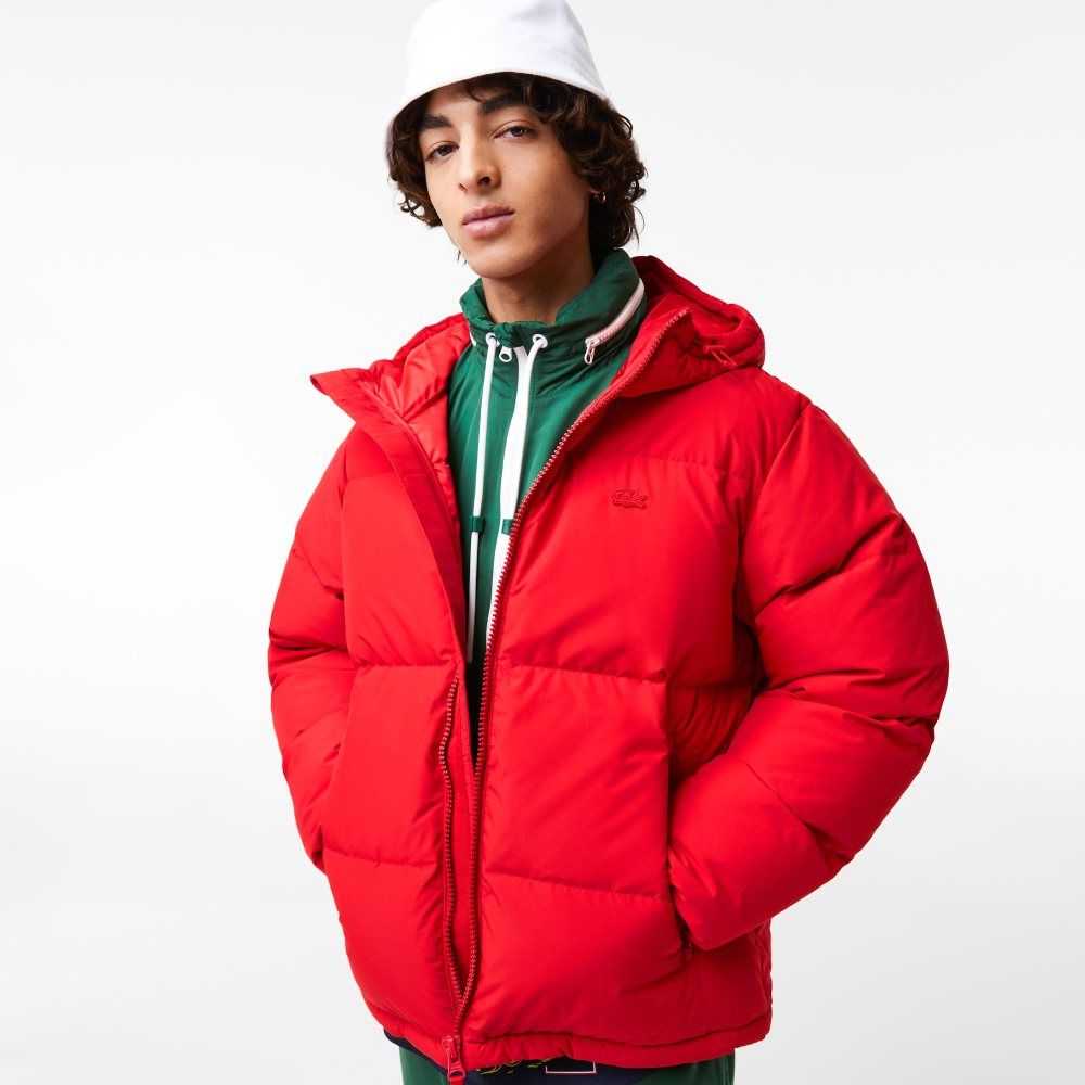 Red Lacoste Quilted Water-Repellent Jacket | MKCRFZ-908