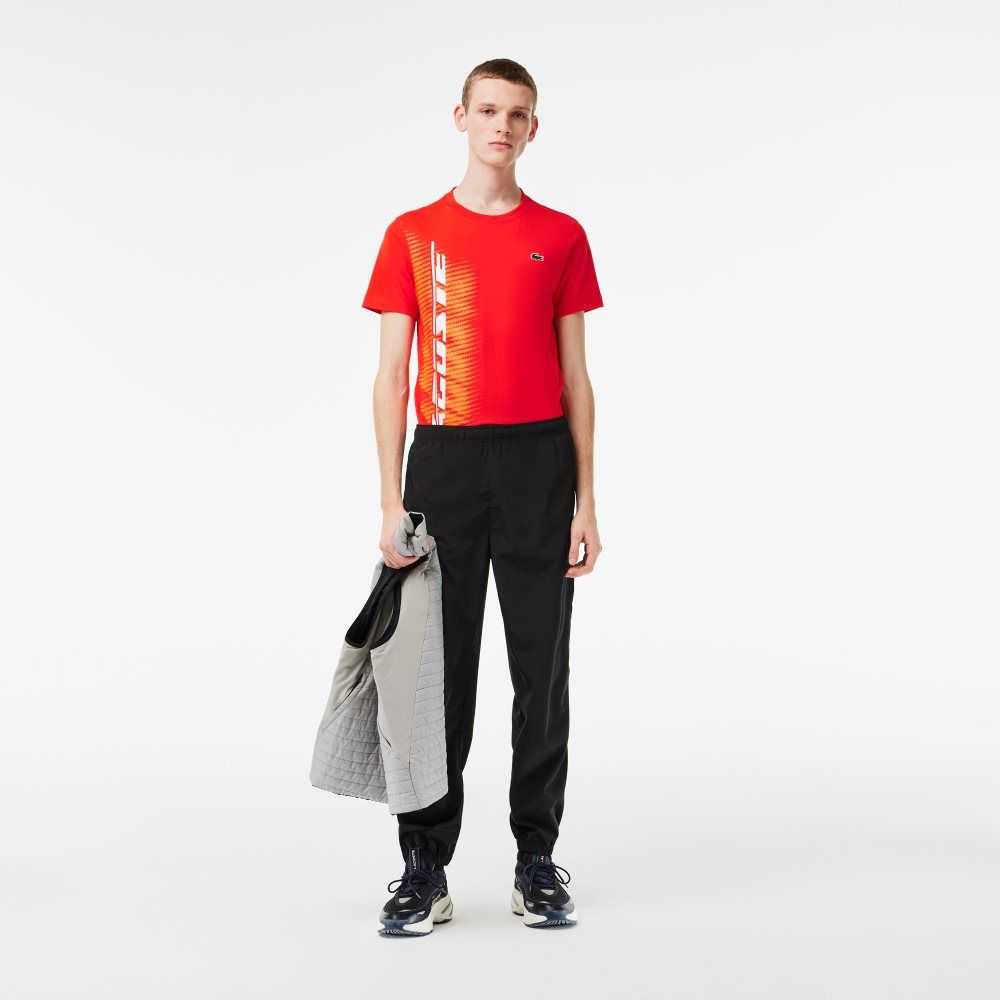 Red Lacoste SPORT Regular Fit T-Shirt with Contrast Branding | HYZSPQ-153