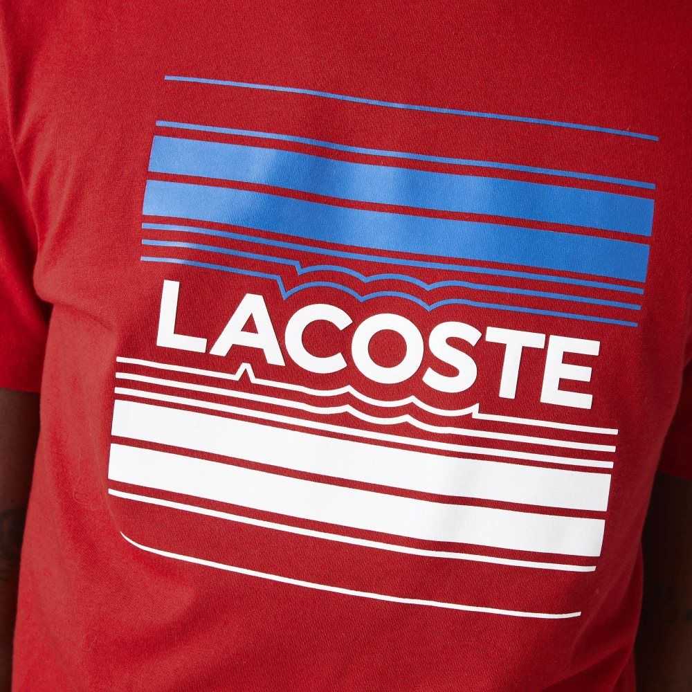 Red Lacoste SPORT Stylized Logo Print Organic Cotton T-Shirt | LFMCJU-521