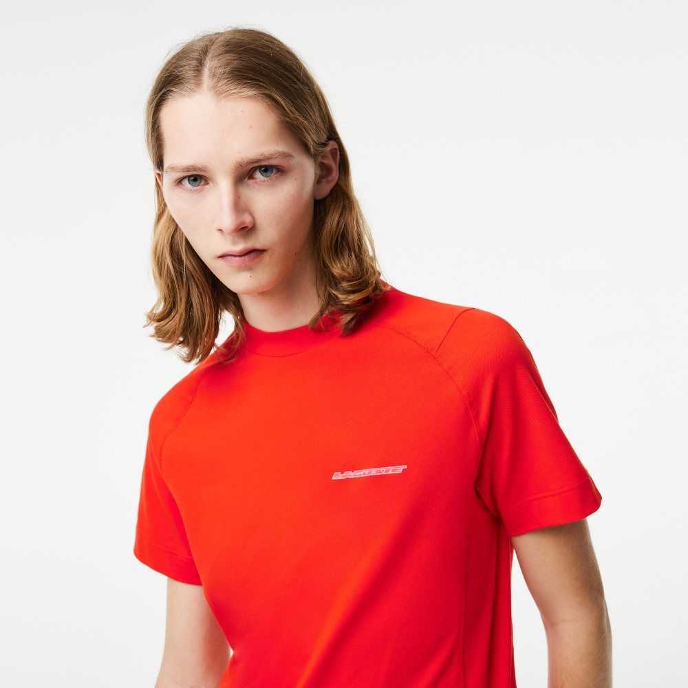 Red Lacoste Slim Fit Organic Cotton Pique T-Shirt | DCSJHM-139