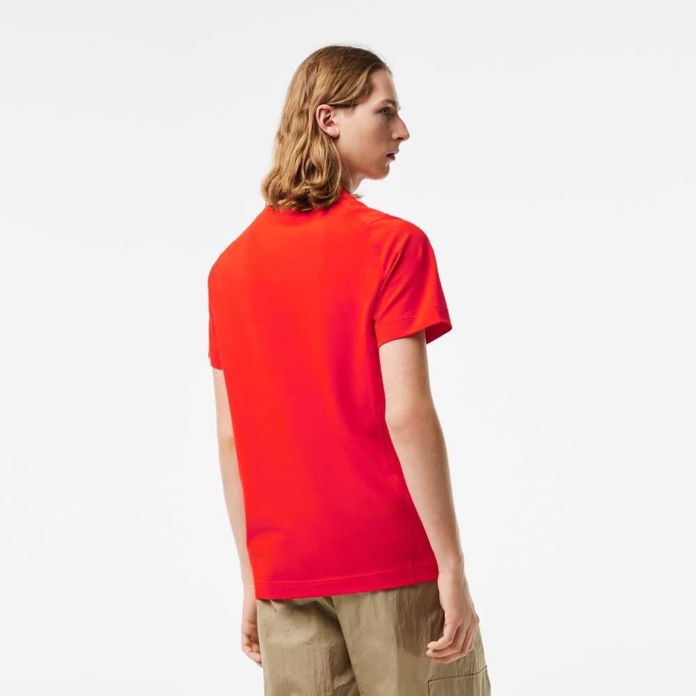 Red Lacoste Slim Fit Organic Cotton Pique T-Shirt | DCSJHM-139