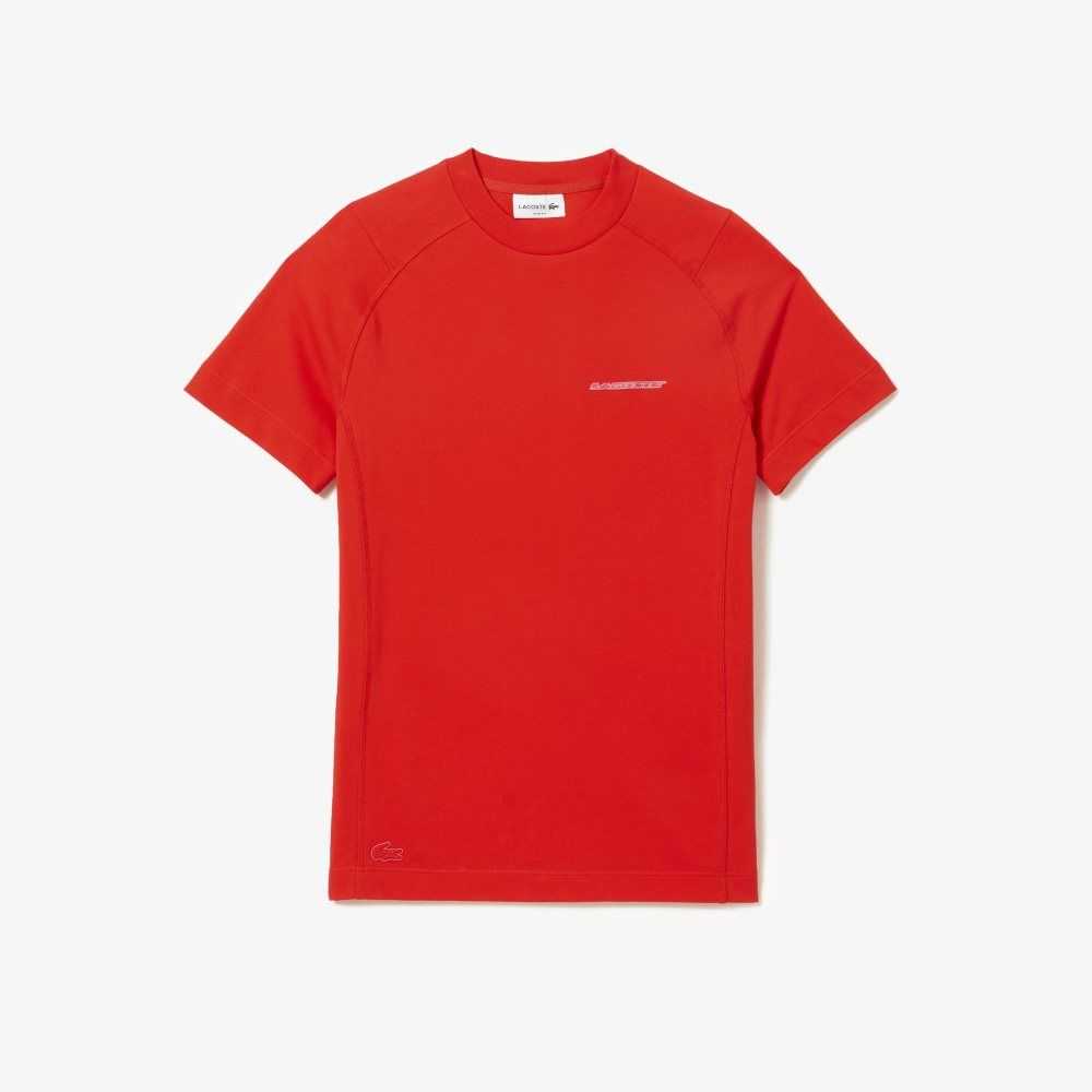 Red Lacoste Slim Fit Organic Cotton Pique T-Shirt | DCSJHM-139