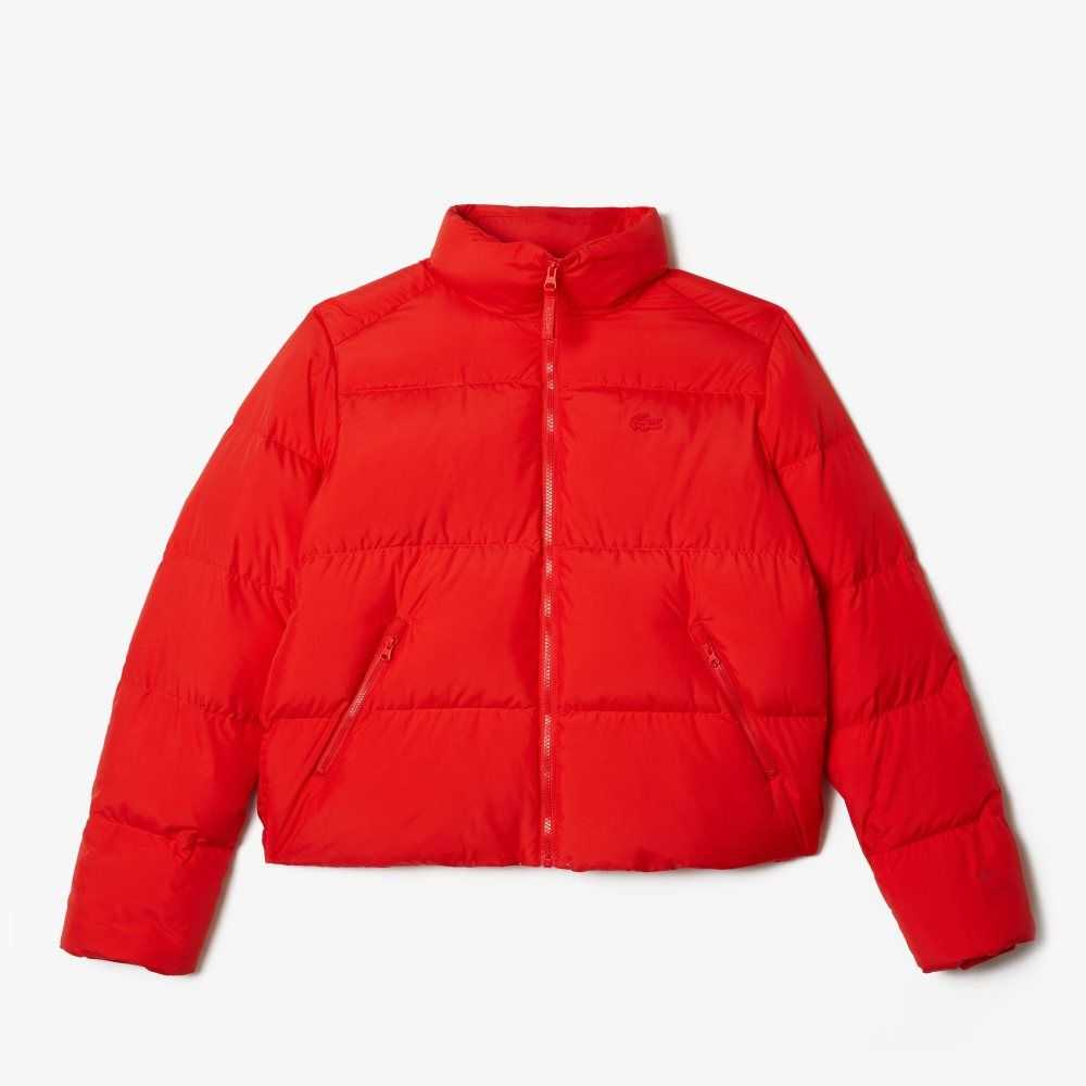 Red Lacoste Stowable Hood Padded Jacket | GZLBHK-867