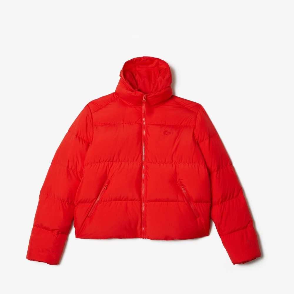 Red Lacoste Stowable Hood Padded Jacket | GZLBHK-867