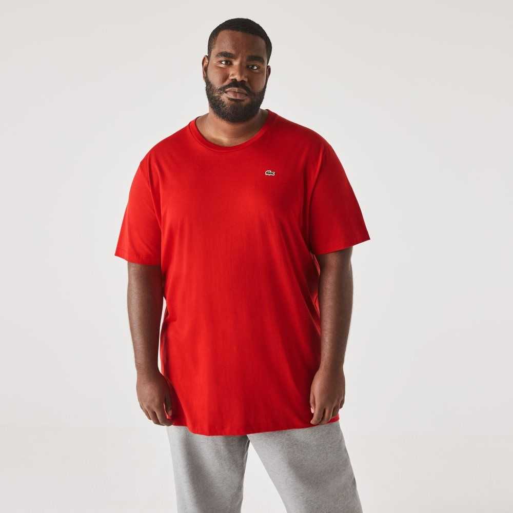 Red Lacoste Tall Fit Pima Cotton Jersey T-Shirt | NBVOHQ-872