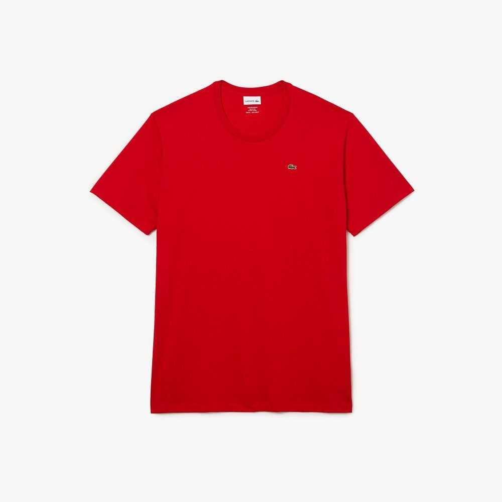 Red Lacoste Tall Fit Pima Cotton Jersey T-Shirt | NBVOHQ-872