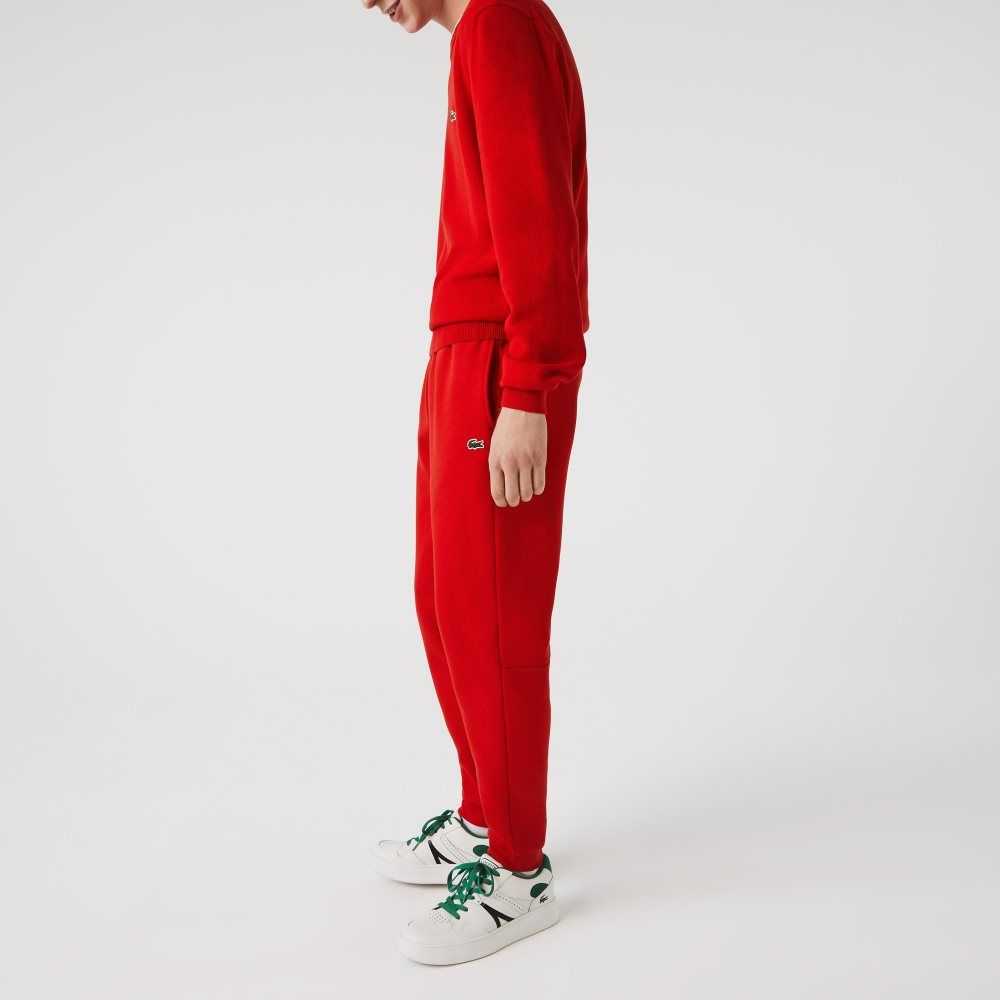 Red Lacoste Tapered Fit Fleece Trackpants | NYSJKR-125