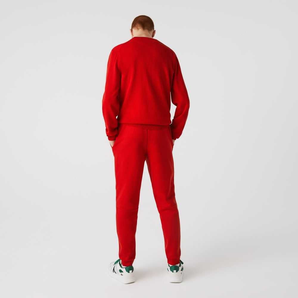 Red Lacoste Tapered Fit Fleece Trackpants | NYSJKR-125