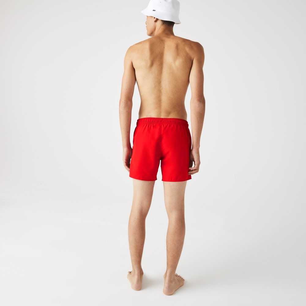 Red / Navy Blue Lacoste Light Quick-Dry Swim Shorts | CRNEKF-473