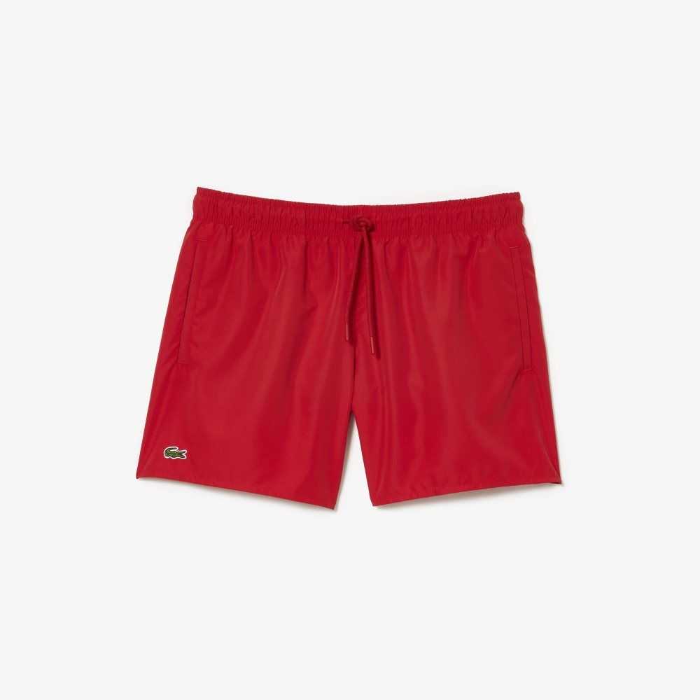 Red / Navy Blue Lacoste Light Quick-Dry Swim Shorts | CRNEKF-473