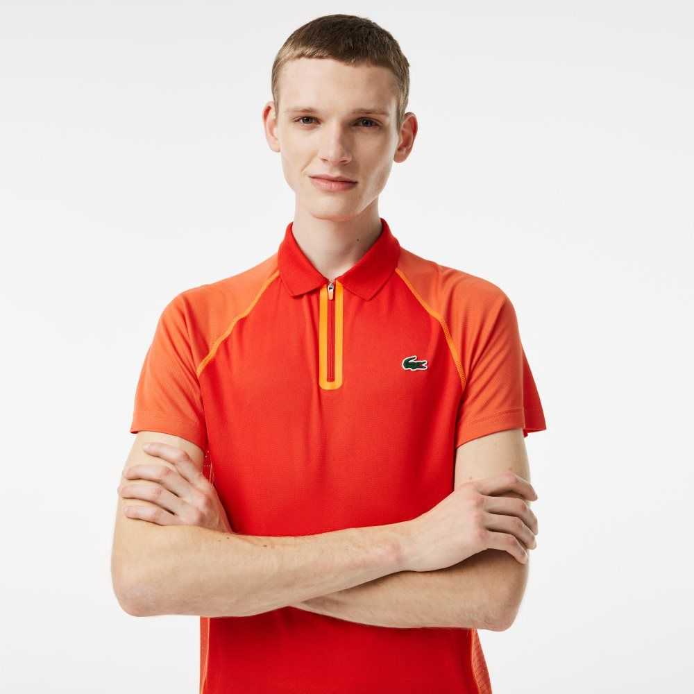 Red / Orange Lacoste Tennis Recycled Polyester Polo with Ultra-Dry Technology | VHRFJE-392