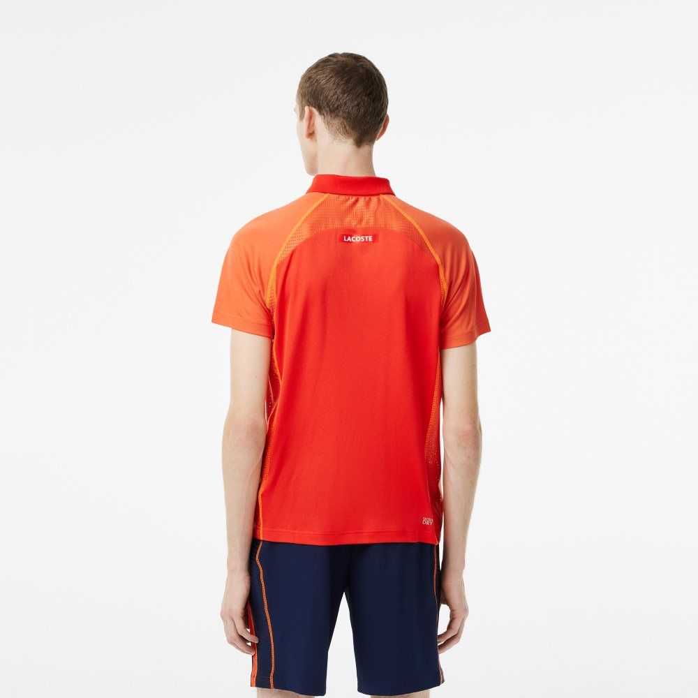 Red / Orange Lacoste Tennis Recycled Polyester Polo with Ultra-Dry Technology | VHRFJE-392