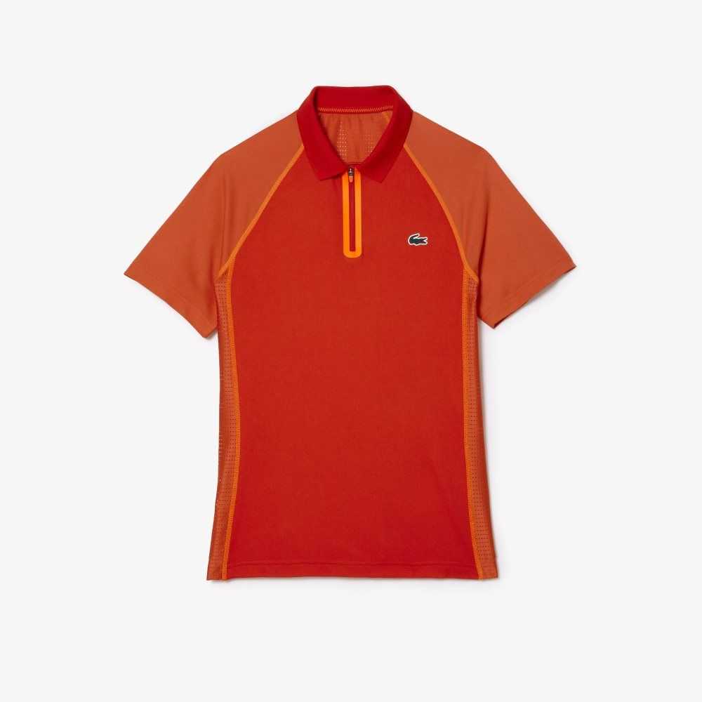 Red / Orange Lacoste Tennis Recycled Polyester Polo with Ultra-Dry Technology | VHRFJE-392