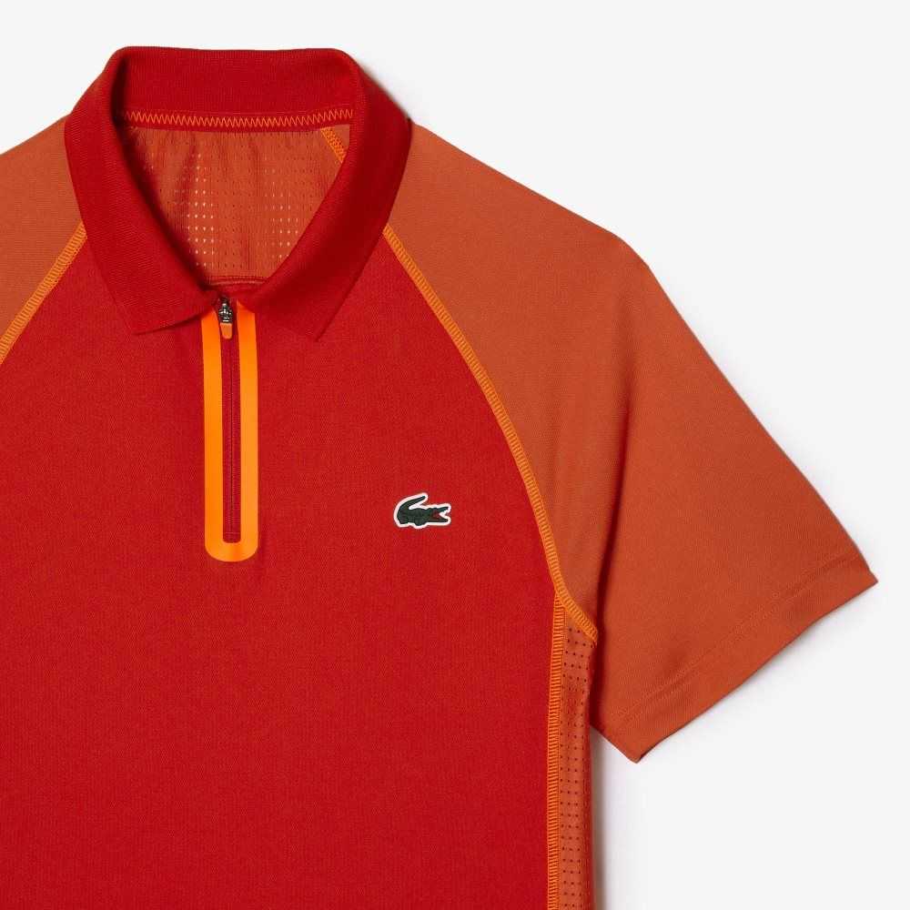 Red / Orange Lacoste Tennis Recycled Polyester Polo with Ultra-Dry Technology | VHRFJE-392