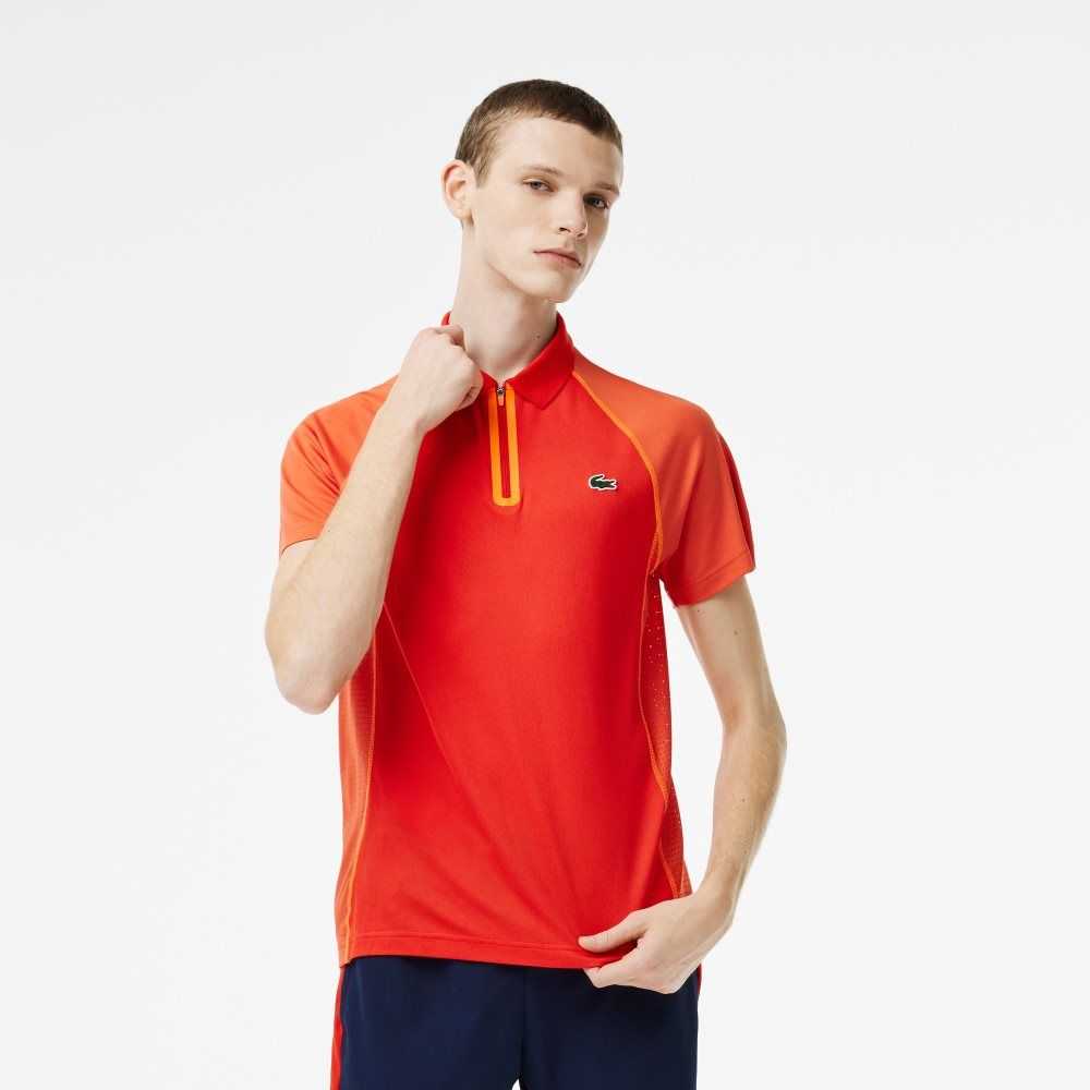 Red / Orange Lacoste Tennis Recycled Polyester Polo with Ultra-Dry Technology | VHRFJE-392