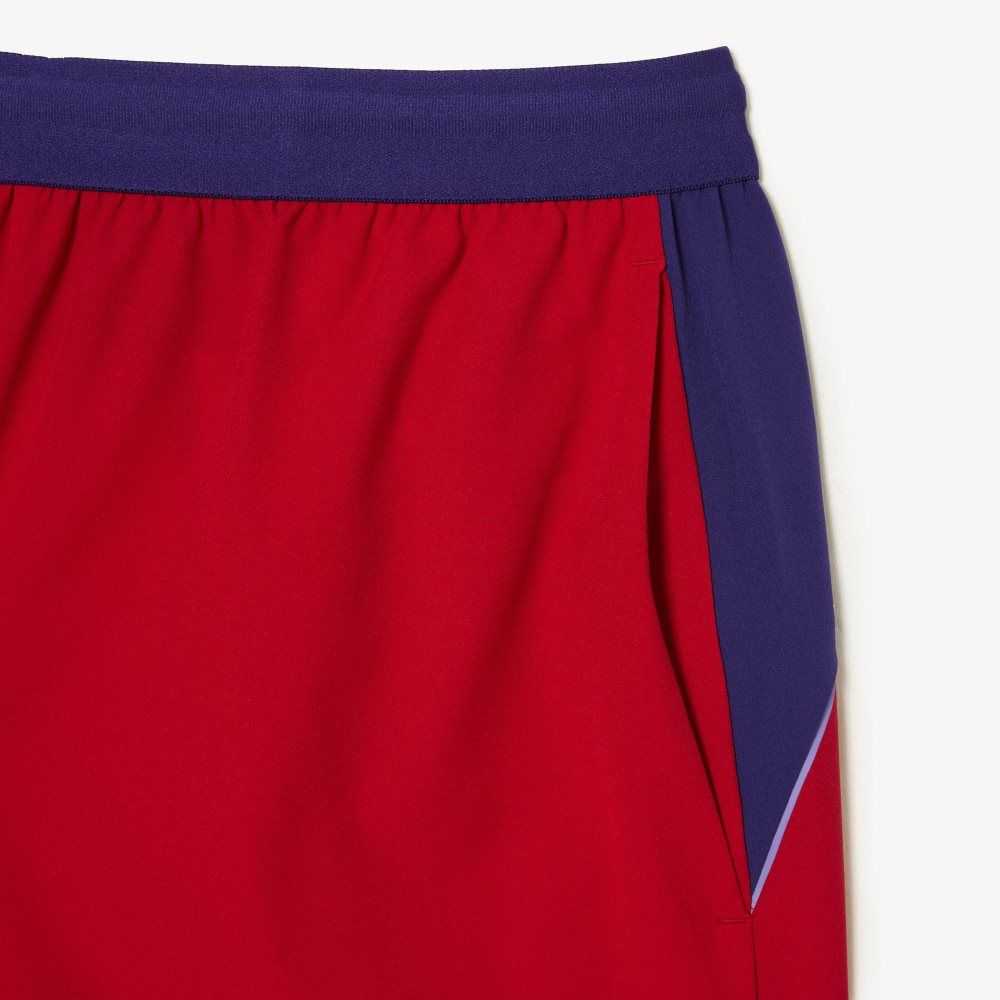 Red / Purple Lacoste SPORT x Novak Djokovic Color-Block Shorts | BADVYL-429