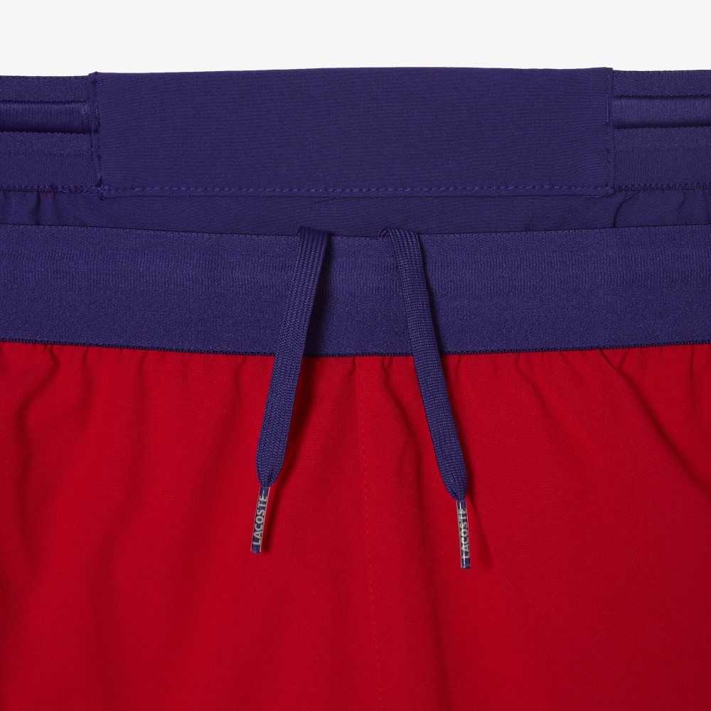 Red / Purple Lacoste SPORT x Novak Djokovic Color-Block Shorts | BADVYL-429