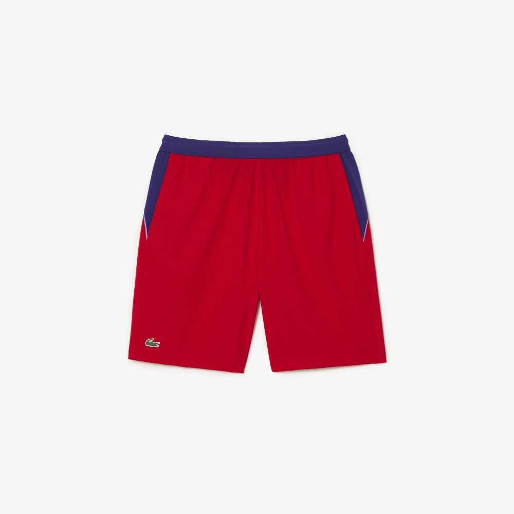 Red / Purple Lacoste SPORT x Novak Djokovic Color-Block Shorts | BADVYL-429