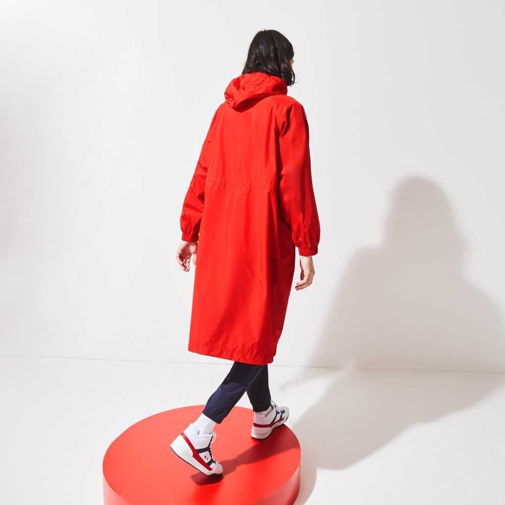 Red / White / Navy Blue Lacoste SPORT French Sporting Spirit Edition Foldable Raincoat | PXRVCA-031