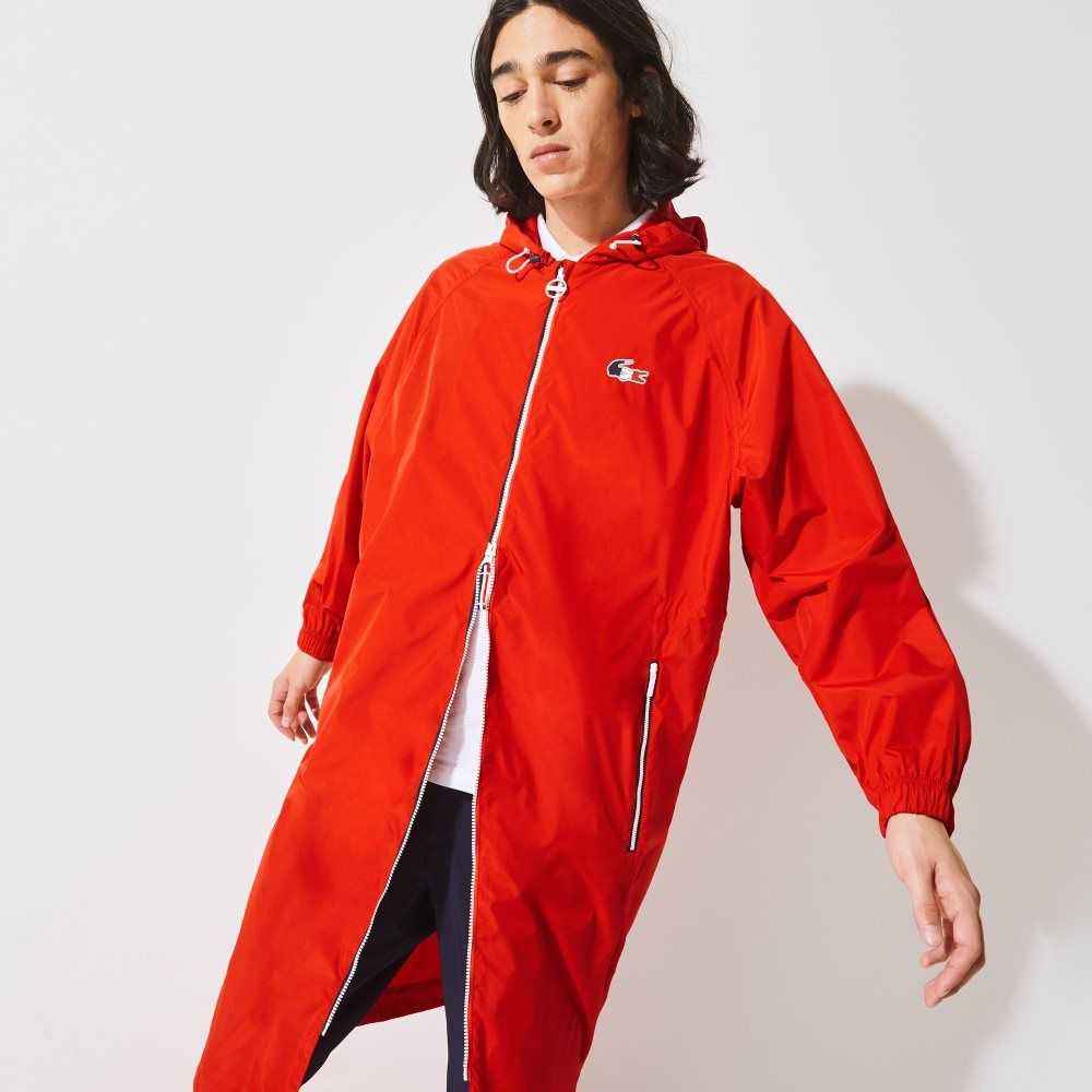 Red / White / Navy Blue Lacoste SPORT French Sporting Spirit Edition Foldable Raincoat | PXRVCA-031