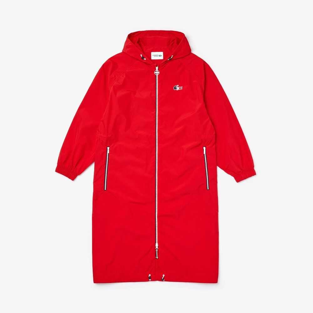 Red / White / Navy Blue Lacoste SPORT French Sporting Spirit Edition Foldable Raincoat | PXRVCA-031