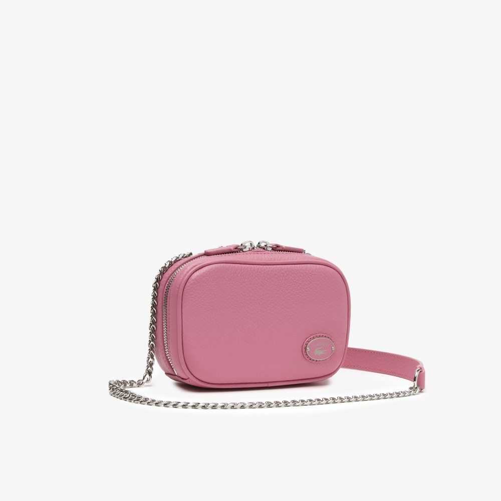 Reseda Lacoste Top Grain Leather Square Shoulder Bag | LCPQRH-056