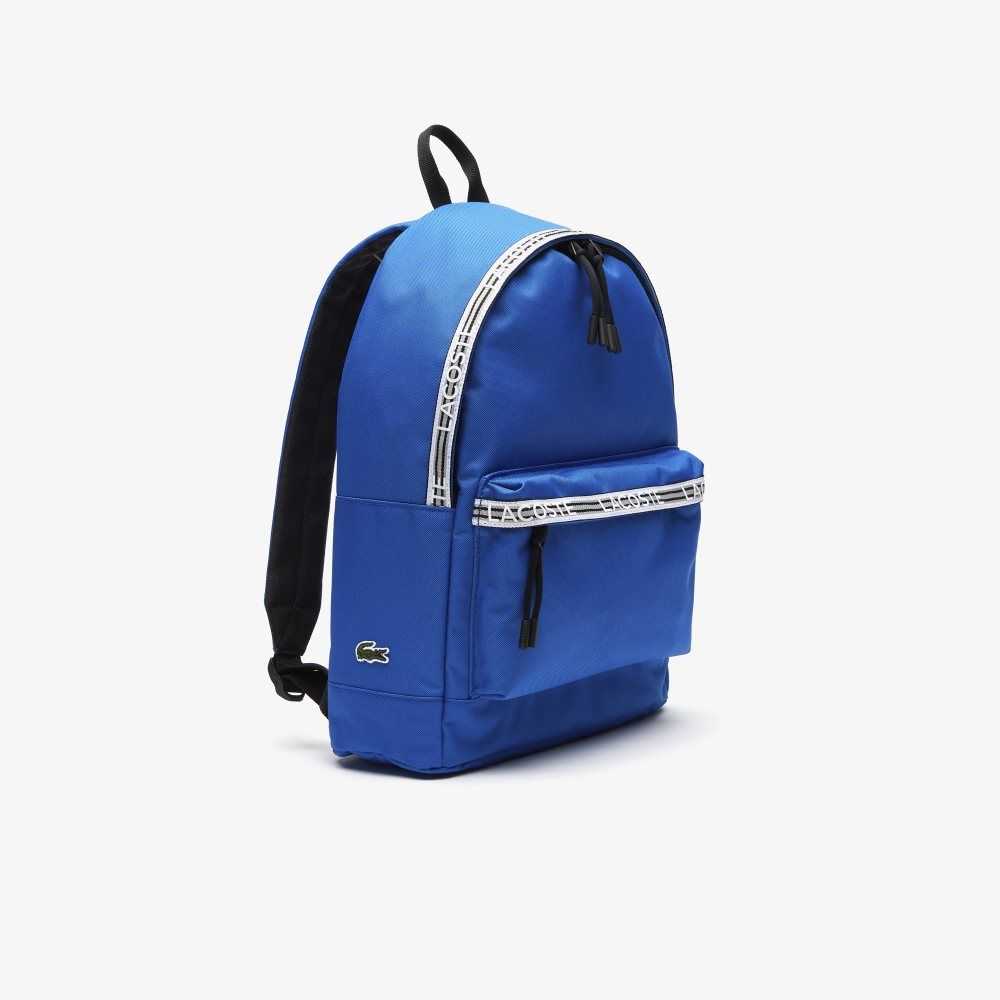 Royaume Noir Blanc Lacoste Neocroc Backpack with Zipped Logo Straps | QVUFLA-164