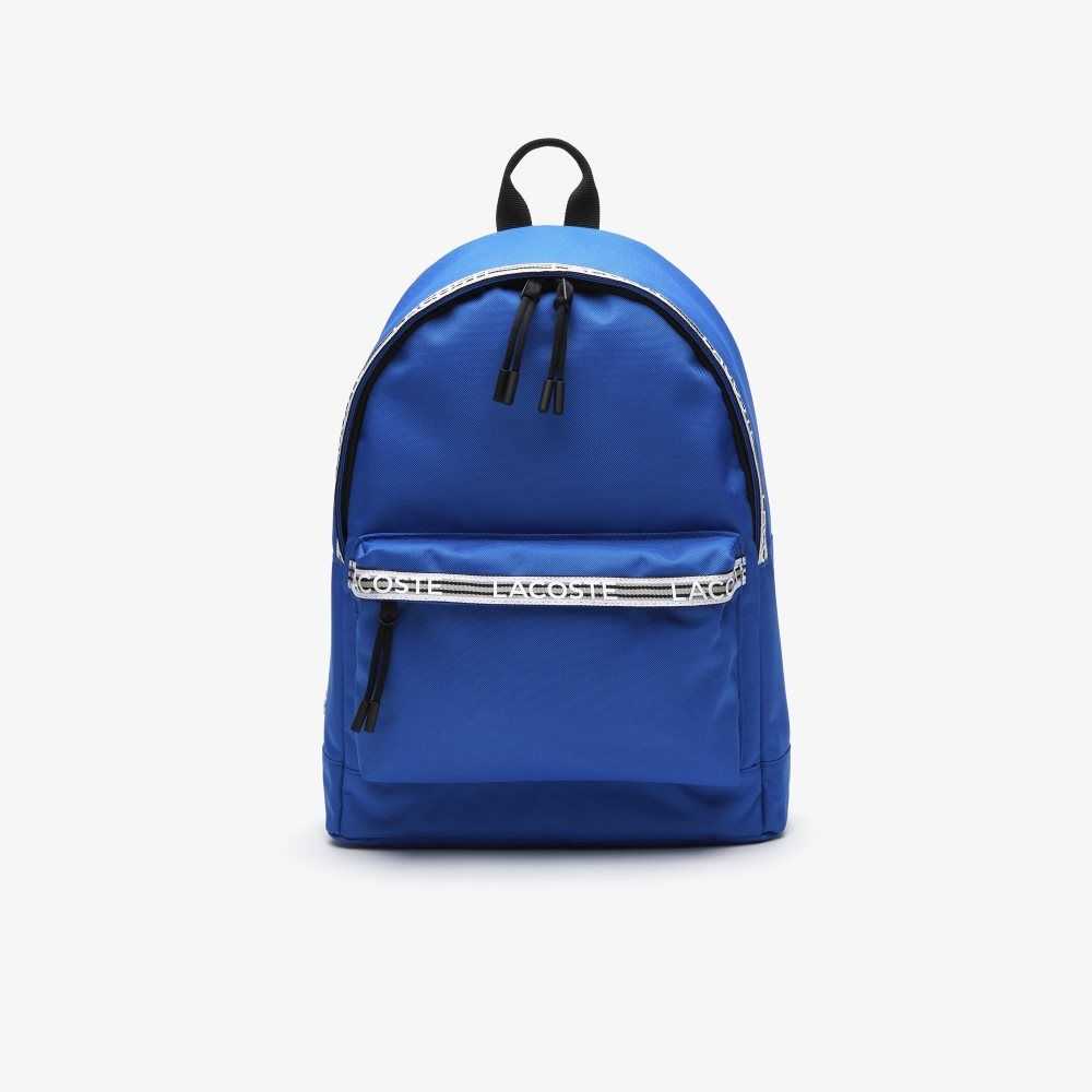 Royaume Noir Blanc Lacoste Neocroc Backpack with Zipped Logo Straps | QVUFLA-164