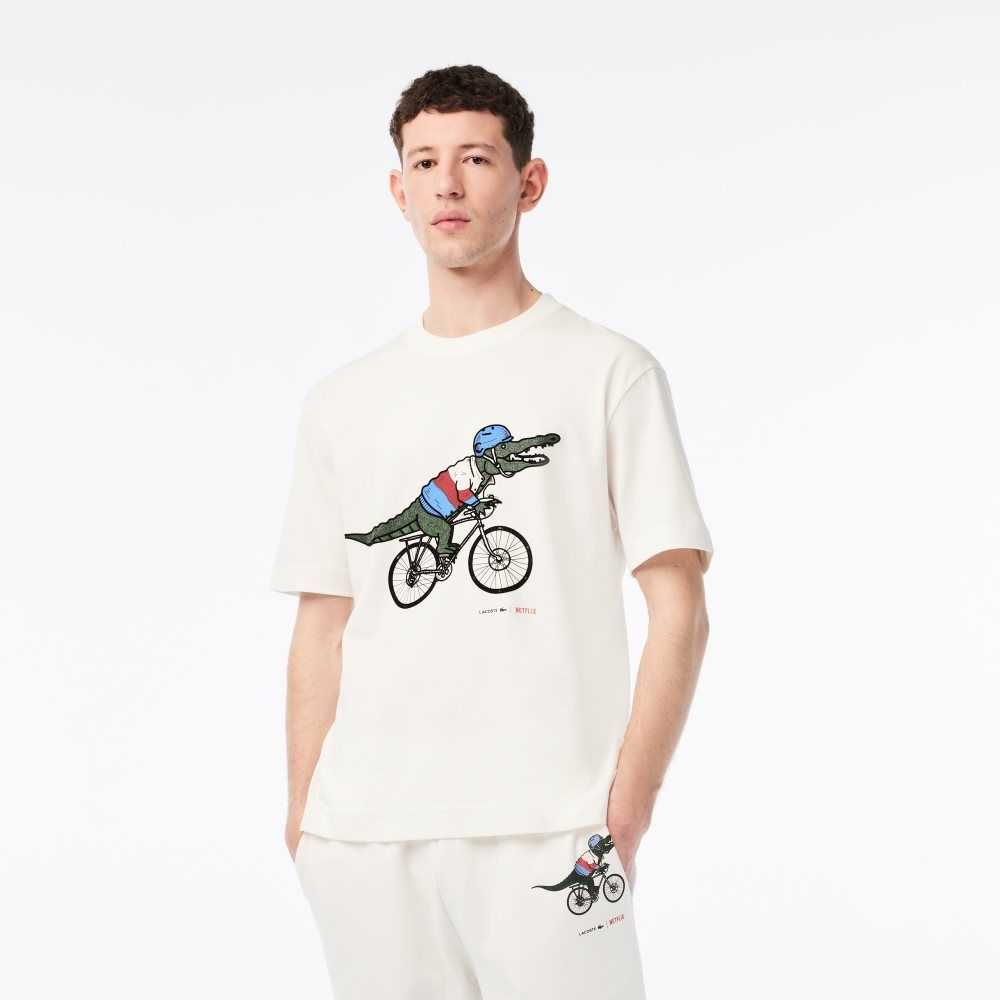 Sex Education Lacoste x Netflix Organic Cotton T-Shirt | YHVJBN-573