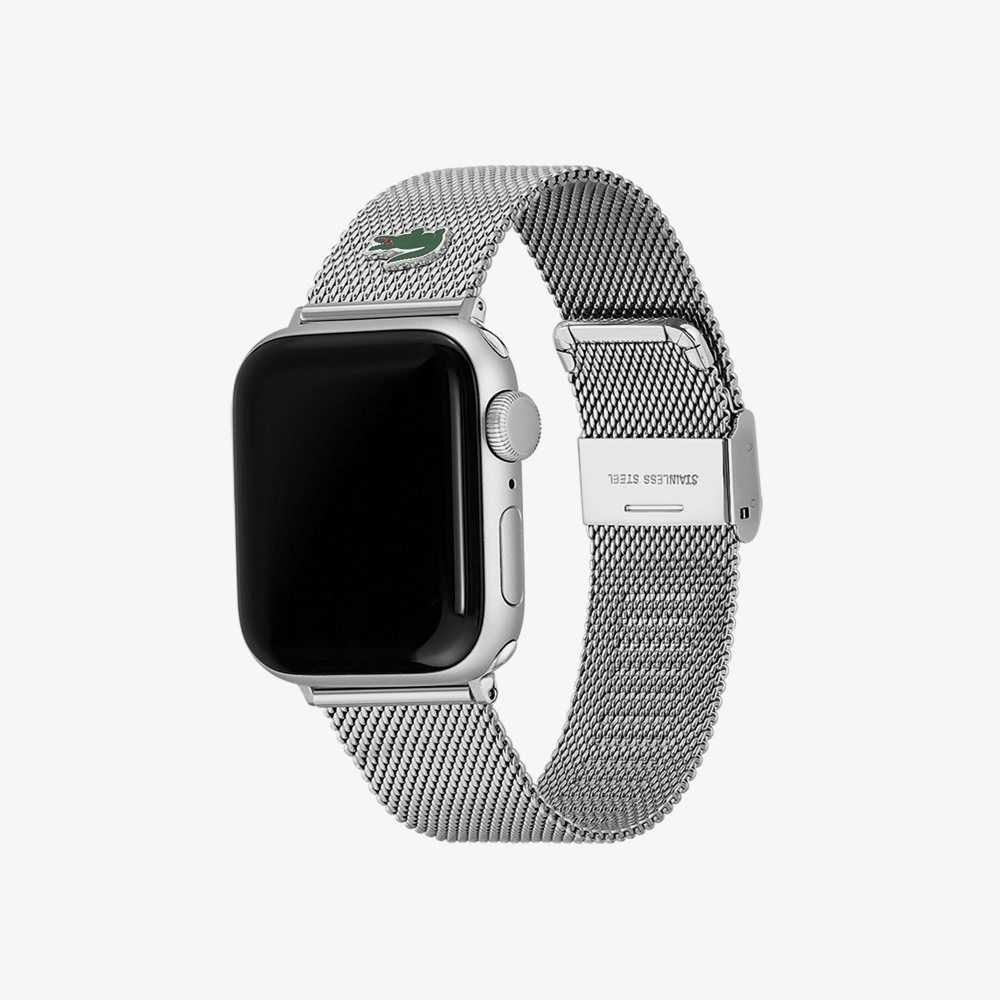 Silver Lacoste Apple Watch Strap Stainless Steel Mesh | PSKMUY-824