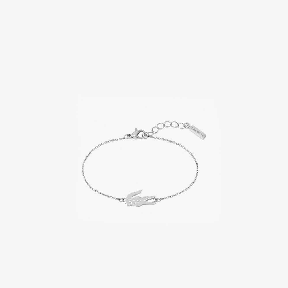 Silver Lacoste Crocodile Bracelet | AREHNM-635