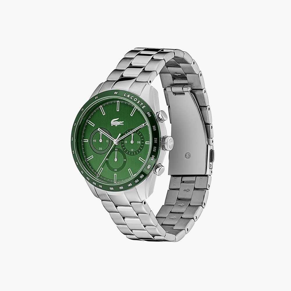 Silver Lacoste Green Stainless Steel Strap Boston Chrono Watch | ACONFL-752