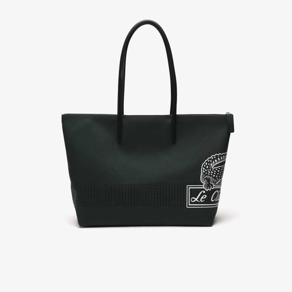 Sinople Blanc Lacoste L.12.12 Large Contrast Print Tote | LVHDOW-315