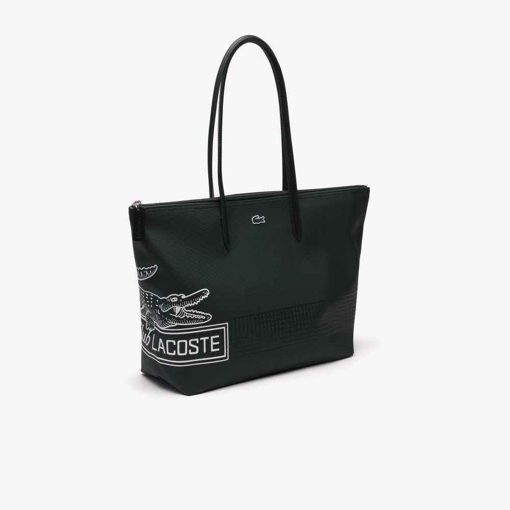 Sinople Blanc Lacoste L.12.12 Large Contrast Print Tote | LVHDOW-315