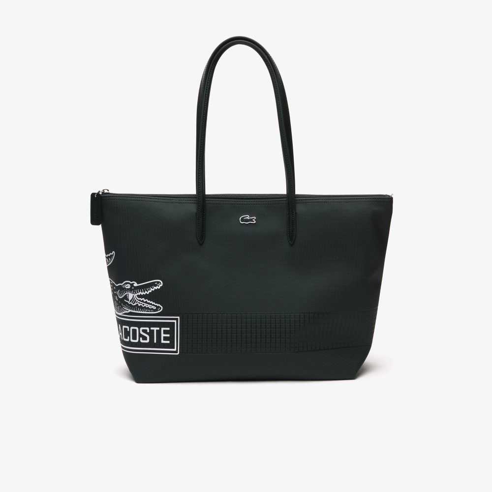 Sinople Blanc Lacoste L.12.12 Large Contrast Print Tote | LVHDOW-315