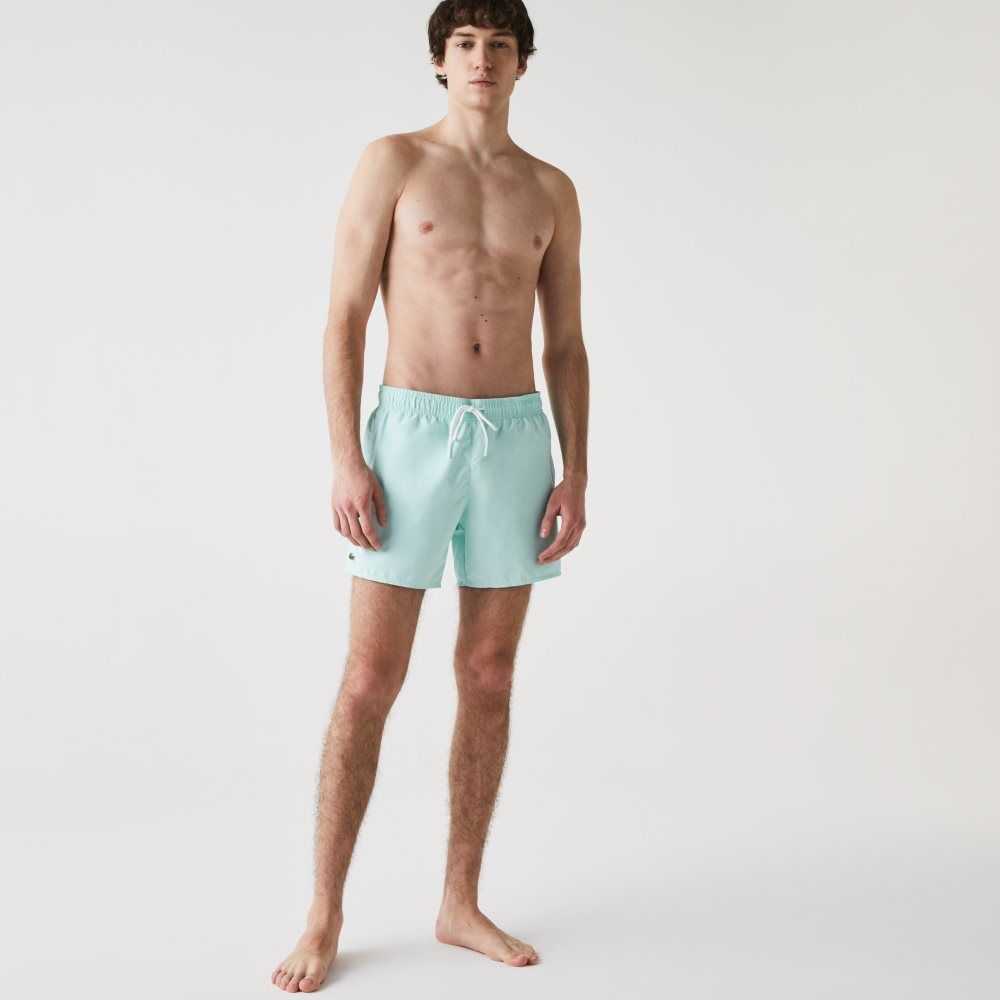 Turquoise / Green Lacoste Light Quick-Dry Swim Shorts | GCZBXI-704